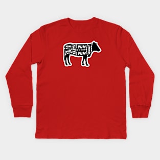 Tasty Cow – Butchers Beef Cuts Kids Long Sleeve T-Shirt